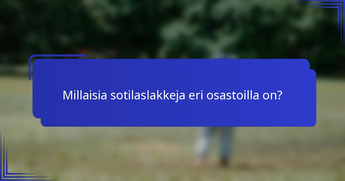 Millaisia sotilaslakkeja eri osastoilla on?